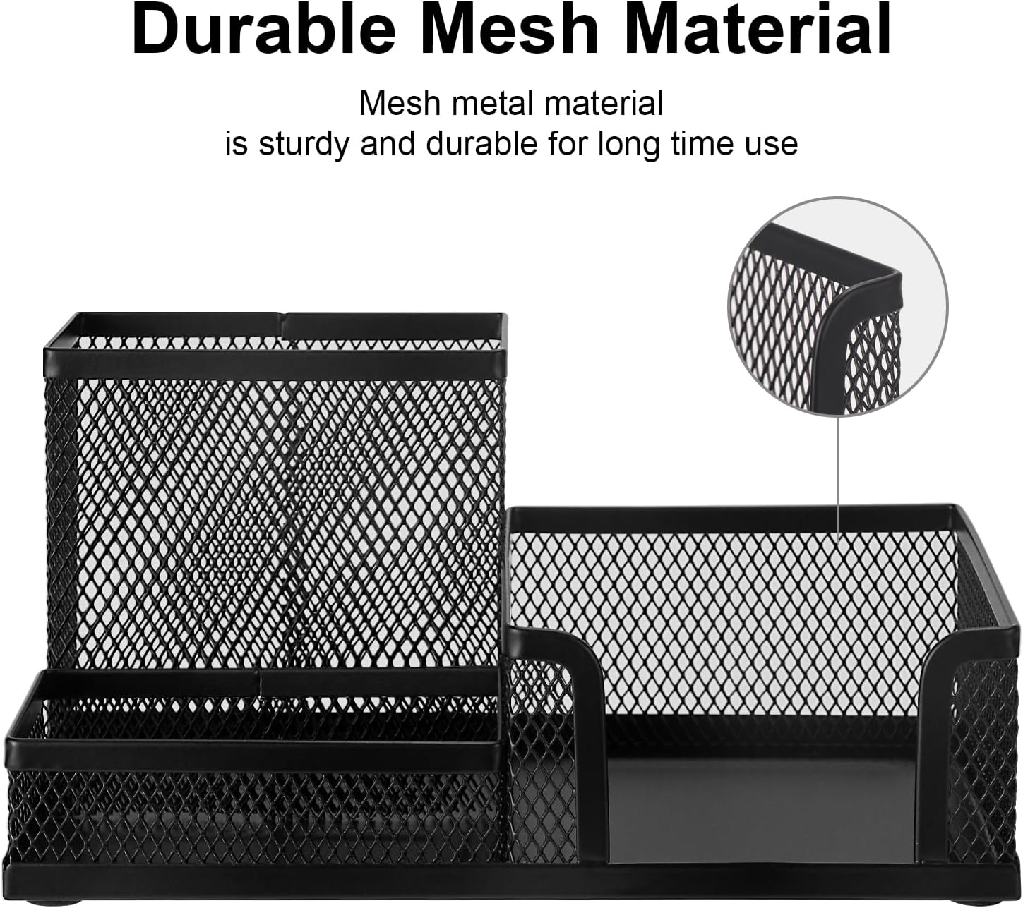 Comix Desk Tidy Mesh Desk Organiser Pen Stand Multi-Functional Metal Holder -B2061(Black) - Black-2Pack image number 2