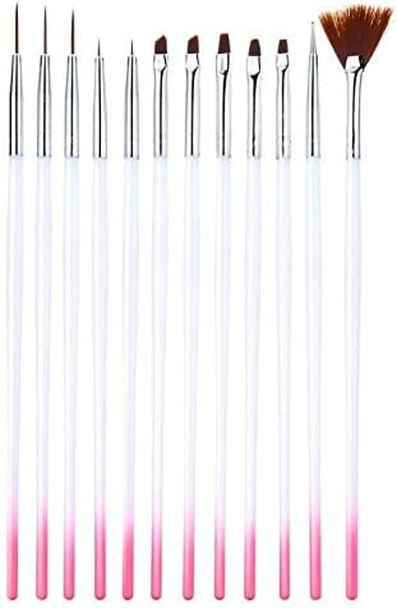 12 Pcs/Set New Nail Art Brush Pens Dotting Point Painting Pens Drawing Brush Nail Art Tools Pink Zhengpingpai image number 6