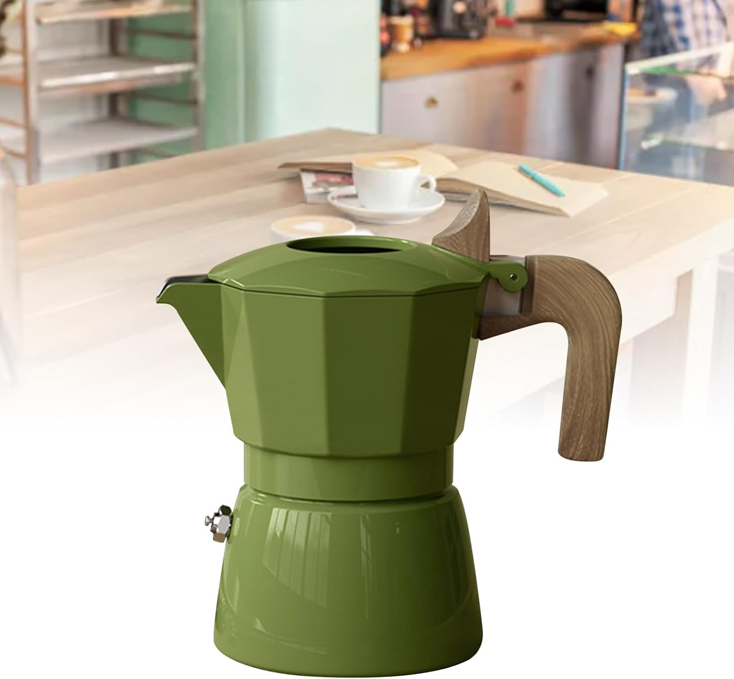 NOENNULL Stovetop Espresso Maker, Stove Top Espresso Coffee Maker Espresso Pot for Italian Coffee Maker, Camping Coffee Pot (Green) image number 2