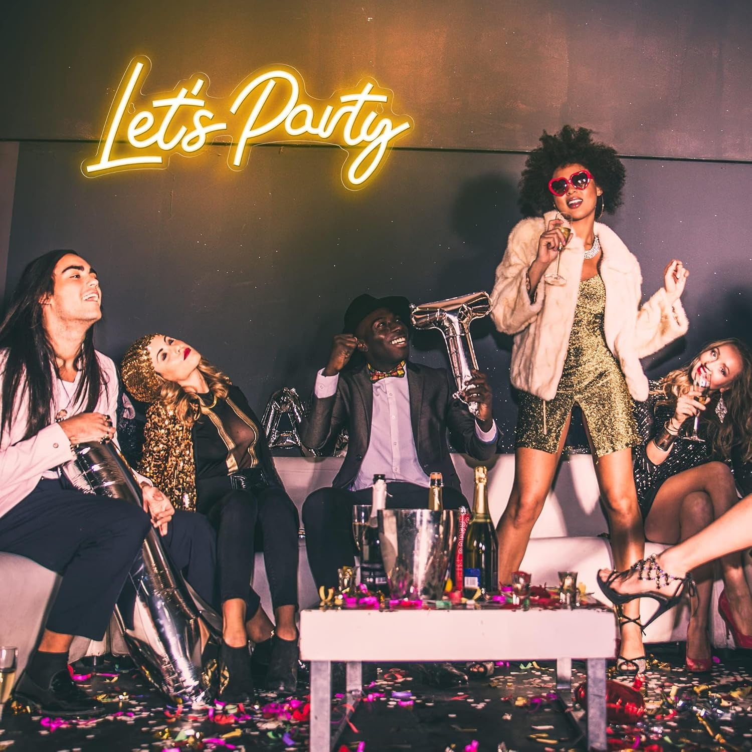 &ldquo;Let&rsquo;S Party&rdquo; Neon Sign, 16.5&rdquo;X6.9&rdquo; Small Warm White LED Light, Wall Decor for Birthday, Wedding & Bachelorette Party（Power by Usb） image number 4