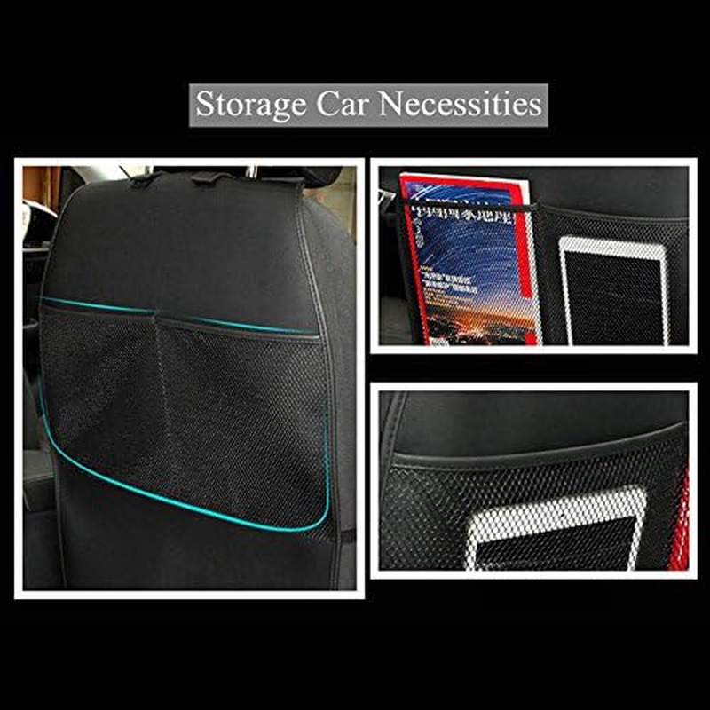 HCMAX 2 Pack Kick Mat Car Seat Back Protector Waterproof Easy to Clean Multifunctional Organizer Storage Bag Travel Accessory PU Leather Black image number 1