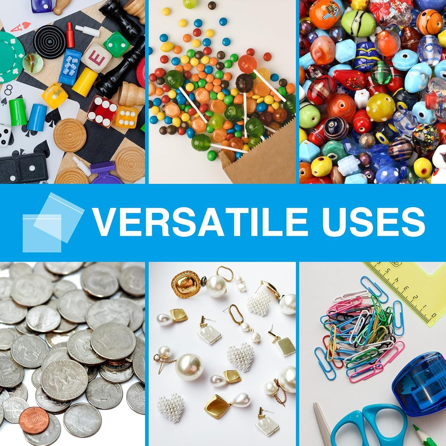 240Pcs 3X3 Zip Lock Bags, Clear Small Plastic Baggie for Pills, Rings, Snacks, Reclosable Seal image number 3