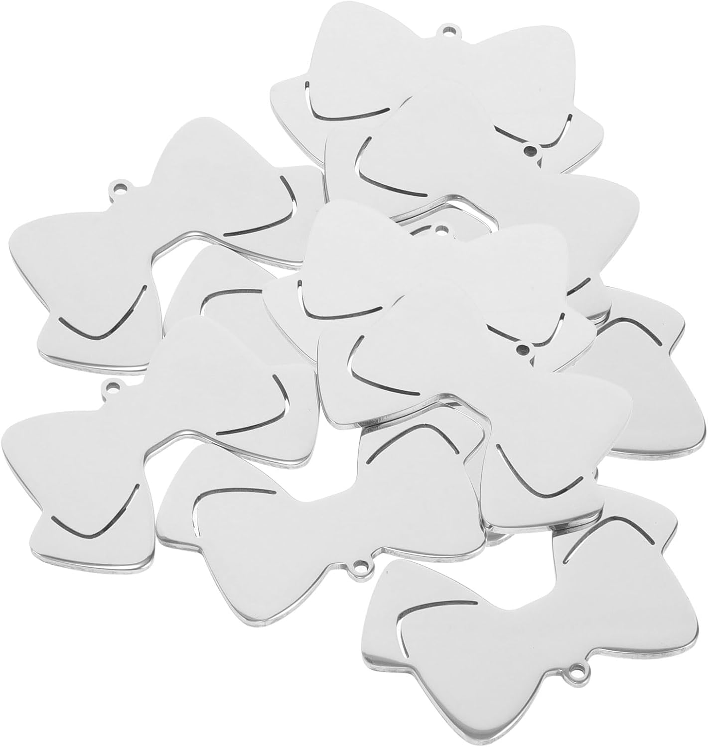 LUOZZY 10Pcs Dog ID Tags Bow Shape Dog Name Tags Puppy Stainless Steel Name Tags Pet Accessories - Silver image number 6