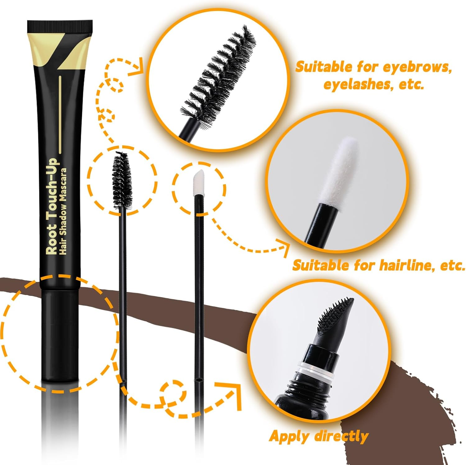 HAIOLORPRO Root Touch up Hair Color Dark Brown, Root Cover up Stick Water-Resistant for Women Scalp Concealer, Hair Touch up for Roots, Gray Hair Cover Up, Hair Mascara for Gray Hairr, 15G/0.53Oz image number 6