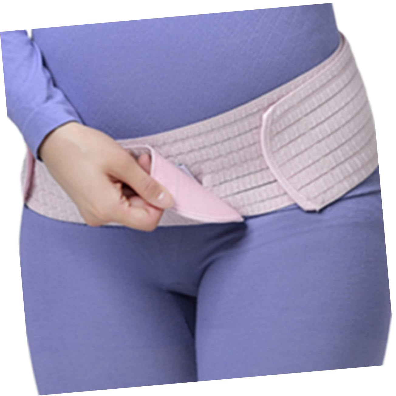 GARVALON Pregnant Women Belly Support Band Dual-Layer Breathable Abdominal Belt Postpartum Pelvic Waist Care for Pregnancy Pink Free Size image number 5