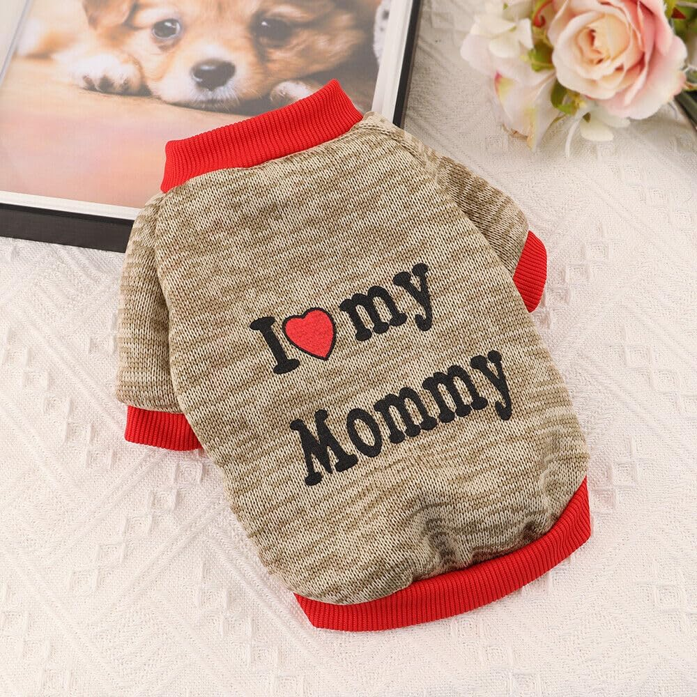 Pet Clothes, Winter Dog Sweater I Love My Mom/Dad Dog Sweatshirt Outfit Warm Dog Costume for Puppy Small Dogs (Mommy, XS) image number 5