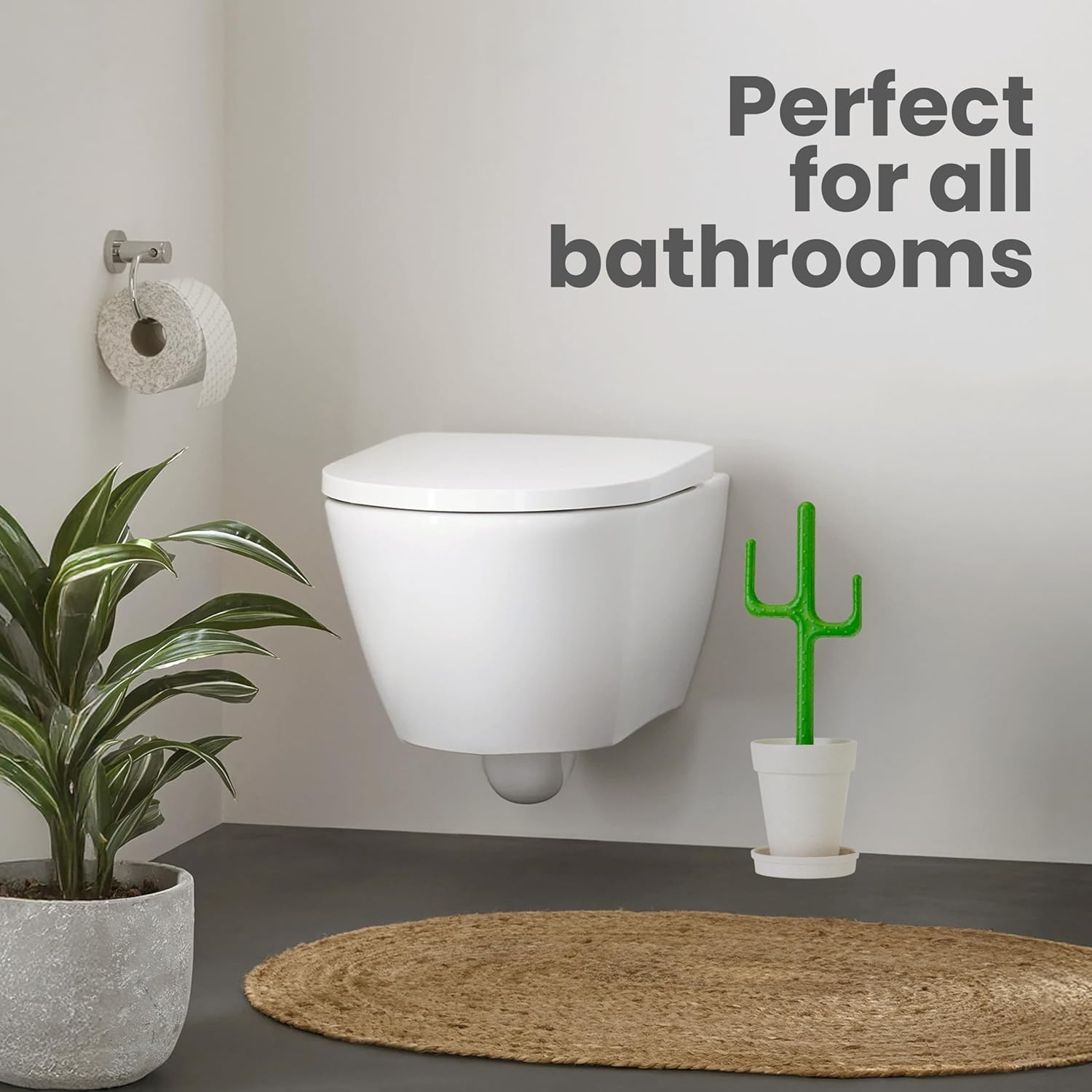 Vigar Cactus Toilet Brush Set, Toilet Brush and Holder Set with Cactus-Shaped Handle, Planter Base and Saucer for Bathroom, Home Cleaning Essentials image number 5