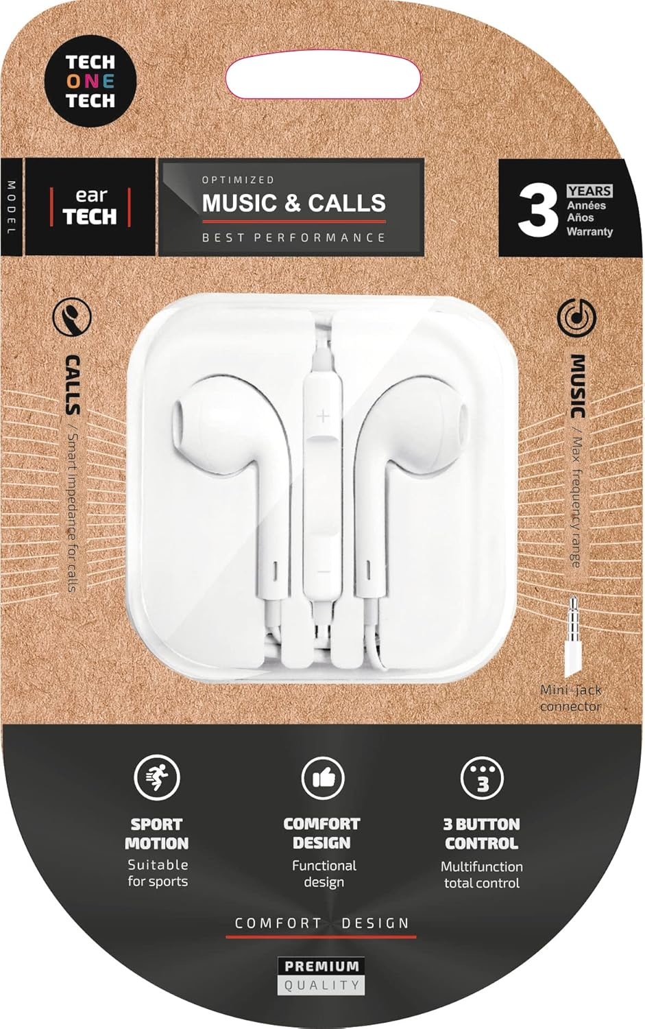 Techonetech Ear Tech In-Ear Headphones - Built-In Microphone - Mini Jack 3.5 Mm - Voice Assistant - 1.2 M Cable Brand image number 2
