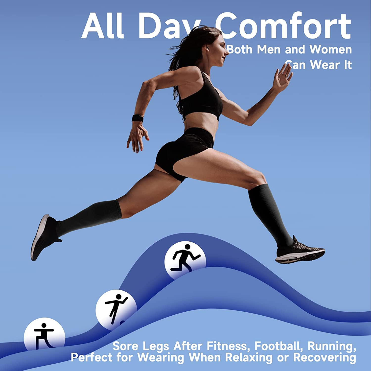 Zipper Compression Socks-2Pairs Calf Knee High Open Toe Compression Stocking