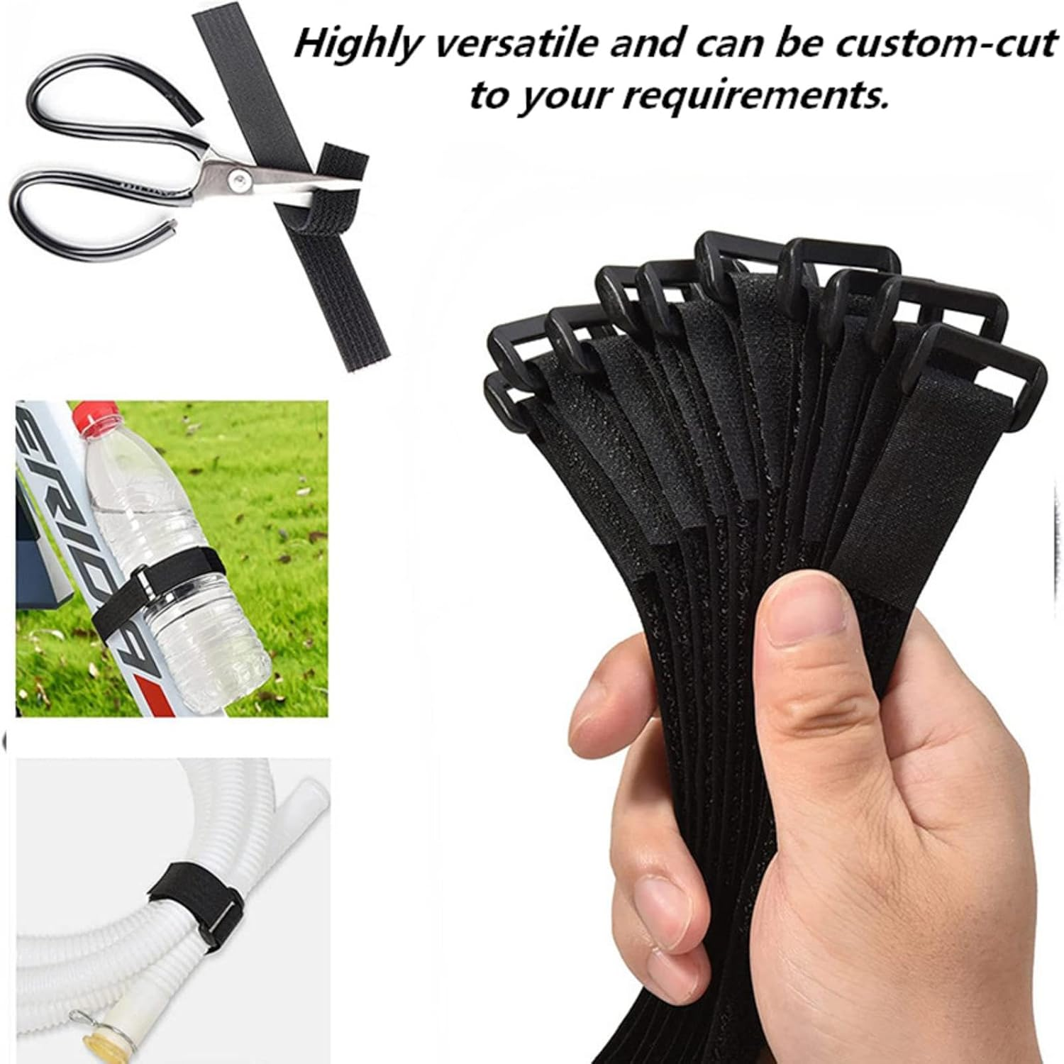 Hook & Loop Cable Straps with Buckles Reusable, Adjustable, Self-Locking Straps for Organising Cords, Wires & Camping Gear,Perfect for Christmas Cable Management（10Pcs, 3.8Cm X 30Cm） image number 6