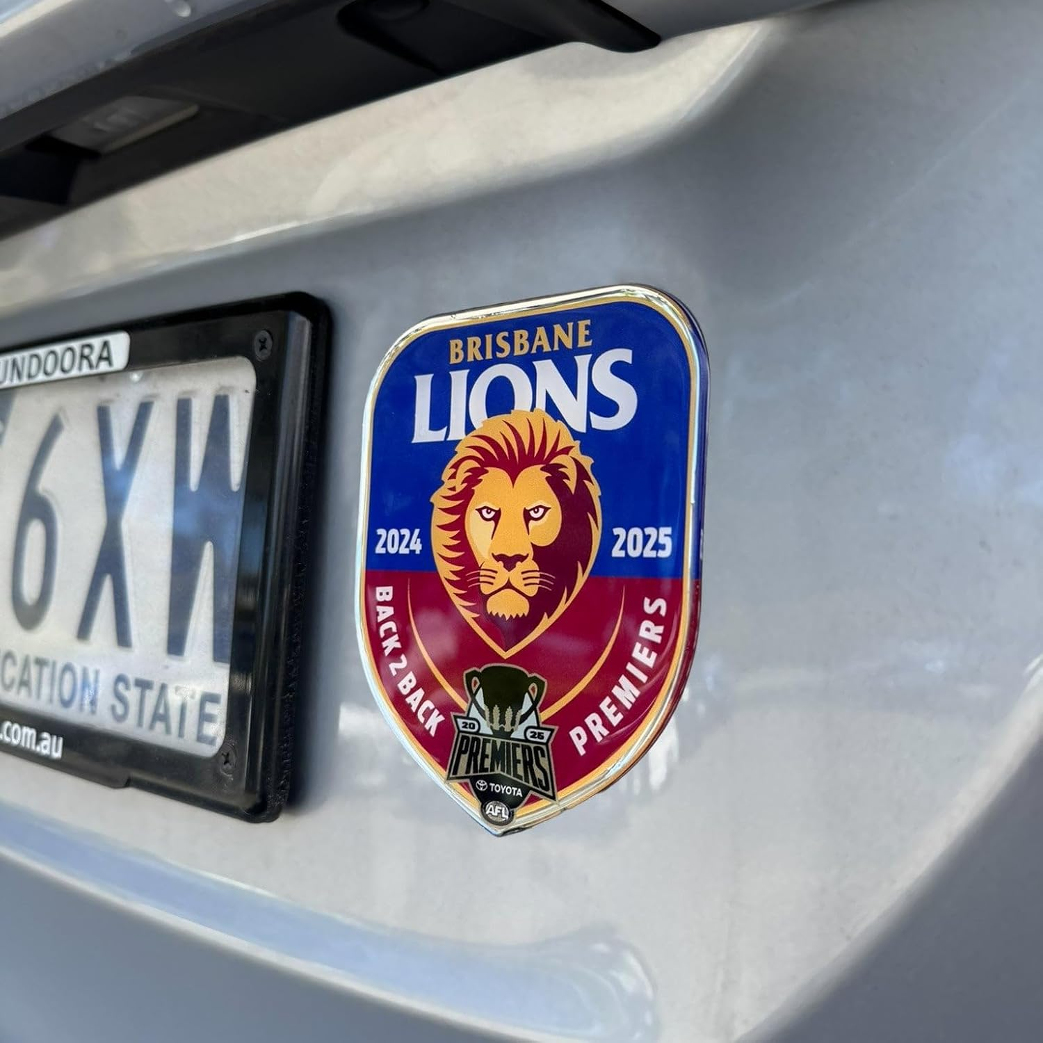 AFL Brisbane Lions 2025 Premiers Premium Chrome Logo Car Decal Automotive Badge Sticker, 117 X 96.9 Mm, Officially Licensed Car Accessories image number 3