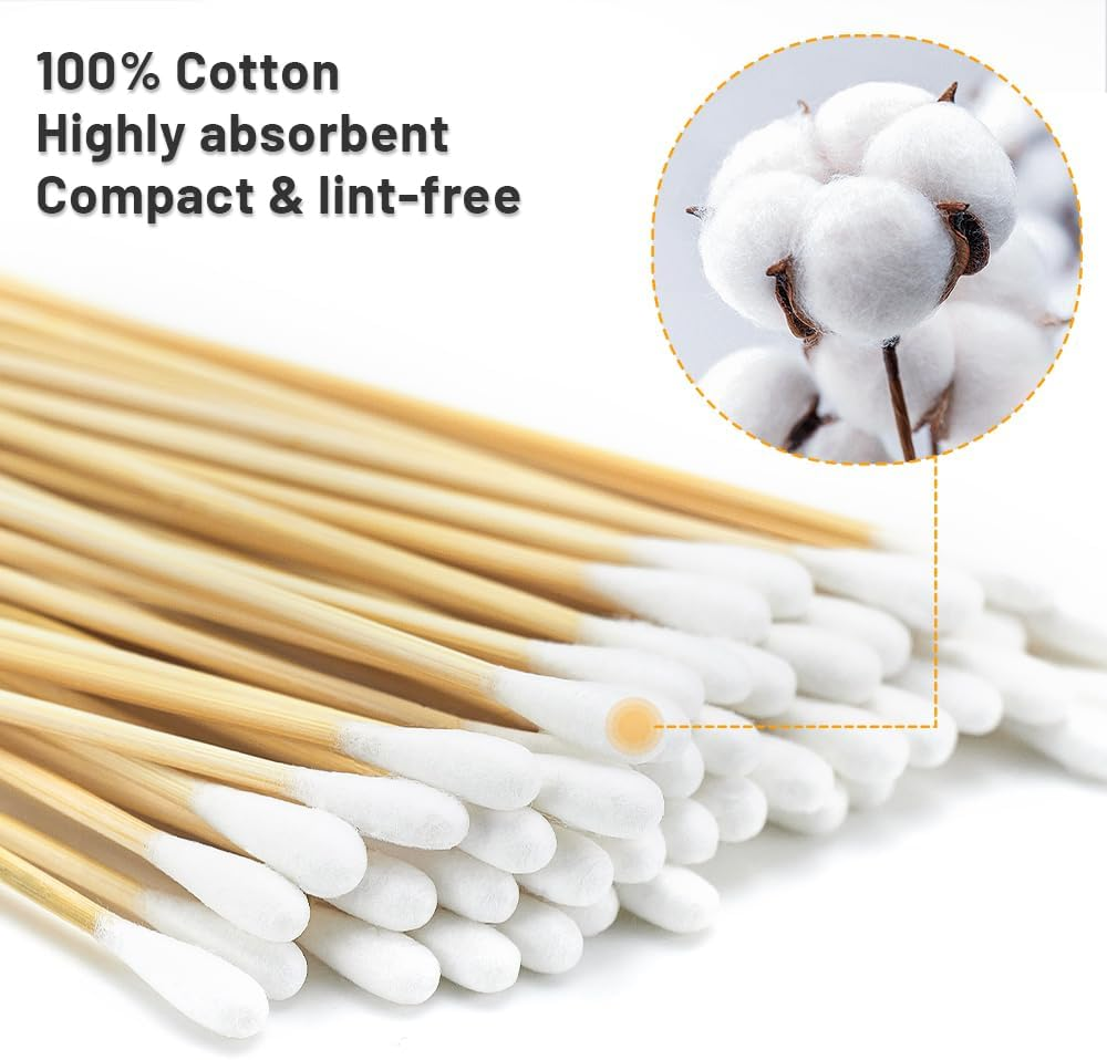 200PCS 6" Long Cotton Swabs with Bamboo Sticks - Lint Free, Highly Absorbent Cleaning Cotton Tipped Applicators image number 4