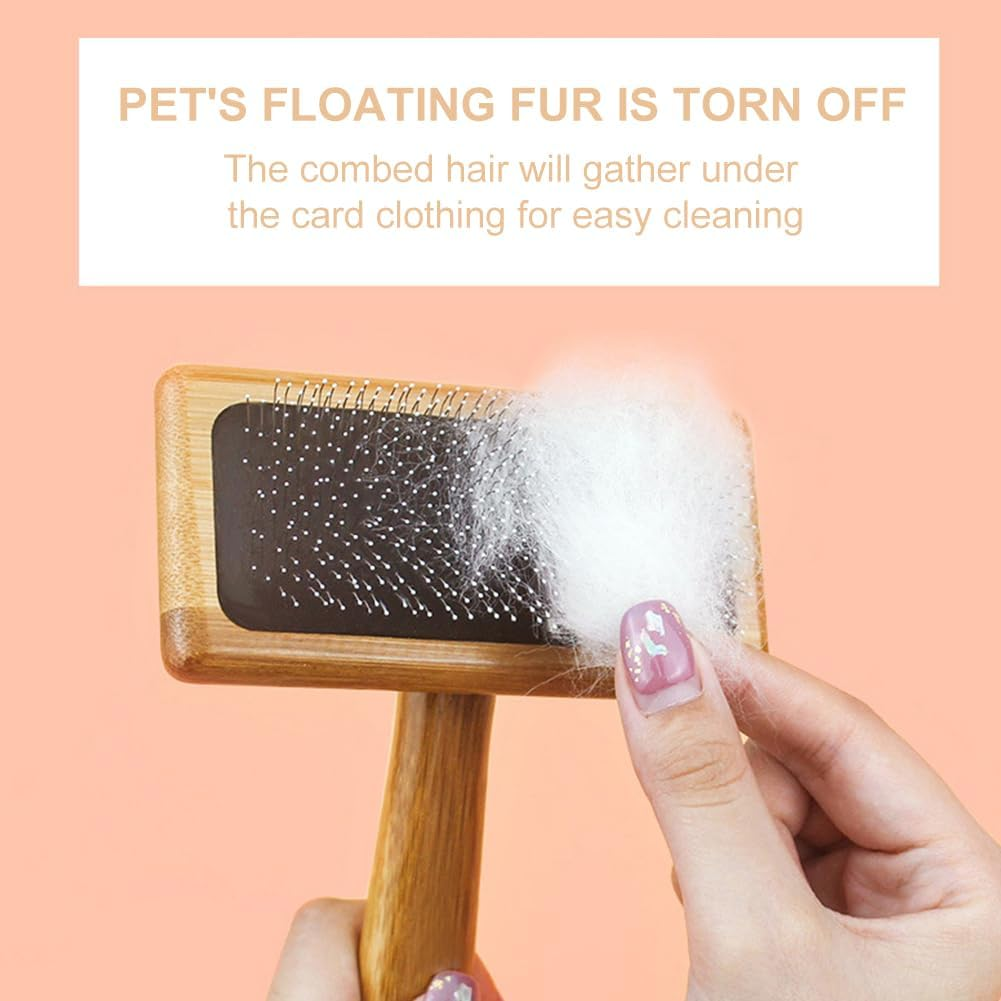 2Pcs Hand Wool Carders,Wool Carding Comb,Bamboo Air Cushion Fur Rugs,Needle Felting Brush Pillows for Coat Felt Tassel Dog Hair image number 1