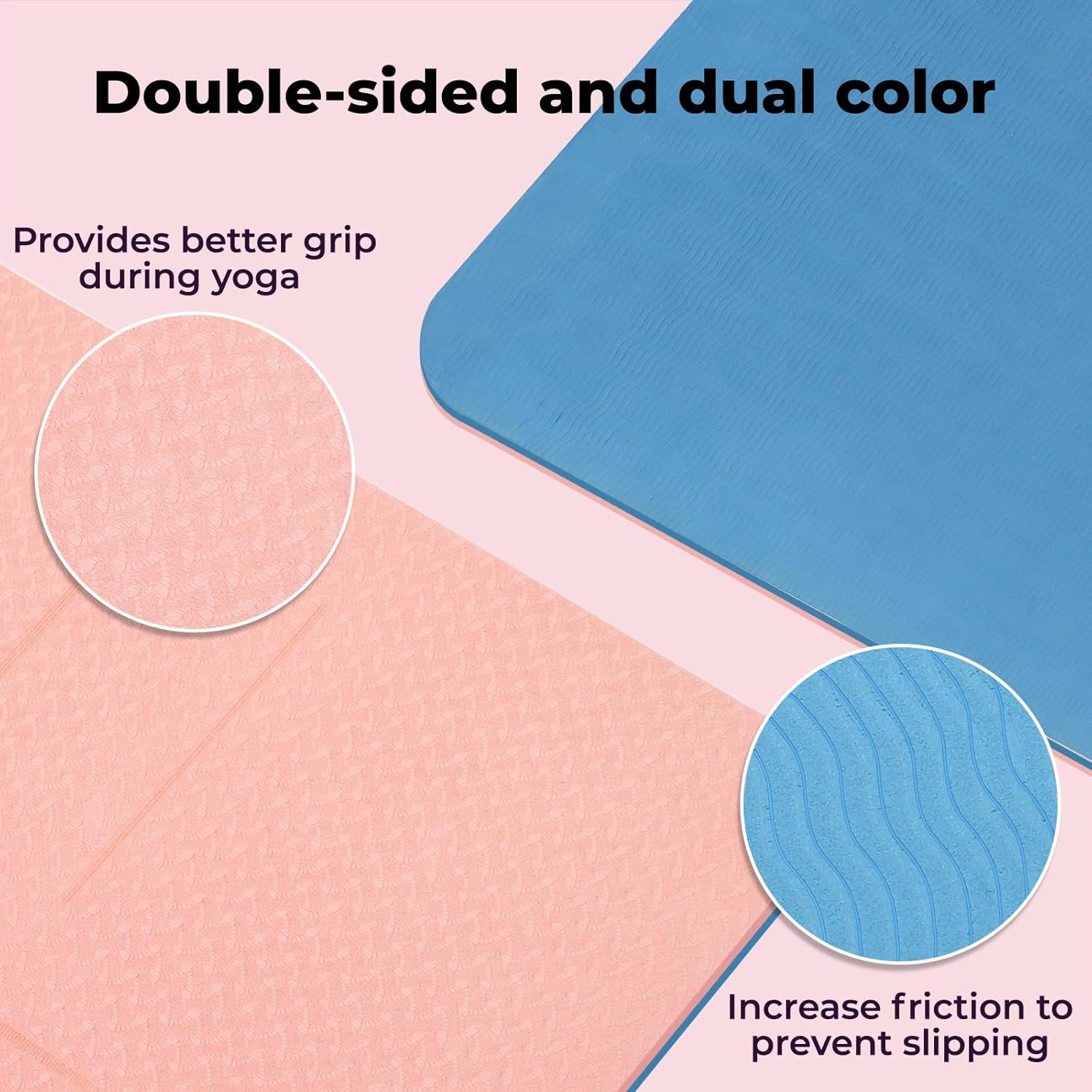 Centra Yoga Mat, Fitness Exercise Mat with Alignment Lines,Dual-Tone Yoga Mat with Carrying Strap,6Mm Thick,Anti-Slip,High Density, Gymnastics, Pilates & Floor Workouts, All-Purpose, Home image number 3