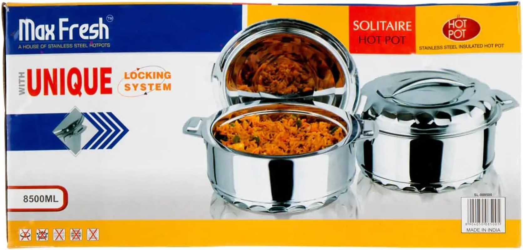 The House of Florence Stainless Steel Max Fresh Insualted Food Warmer, 8.5 Litre Capacity,Silver image number 4