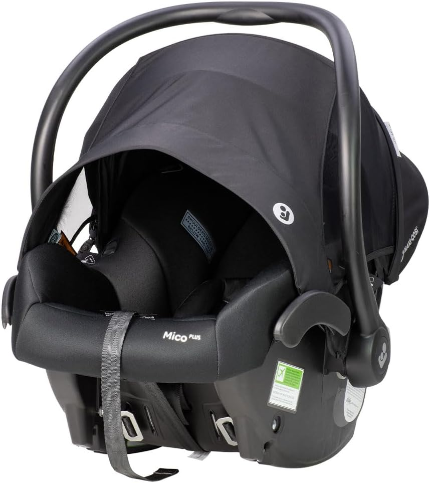 Maxi COSI Mico plus Baby Capsule ISO- Onyx, Air Protect Infant Car Seat with Superior Side Impact Protection, Extendible UPF 50+ Sun Canopy, Water Resistant Hood, and Travel System Compatibility image number 1