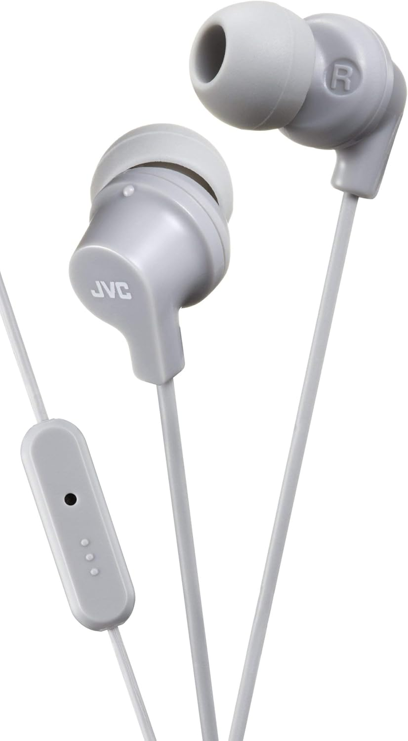 JVC in Ear Headphones Sweat Proof Earphones with Built-In Remote and Mic for Call Handling, White