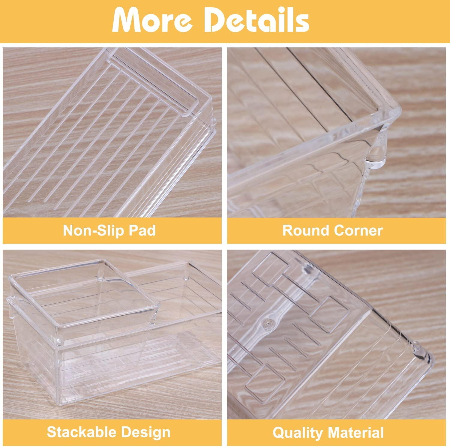 QUIENKITCH 16PCS Drawer Organiser Tray Set 4 Different Size Clear Plastic Desk Drawer Dividers Storage Bins for Makeup, Kitchen Utensils, Jewelries, and Gadgets &hellip; image number 2