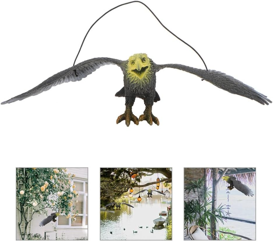 STOBAZA Owl Decoy, Lifelike Flying Hawk Decoy with Hanging Strings, Eagle Shaped Bird Deterrent, Fake Scarer, Cat Bird for Garden Decoration image number 2