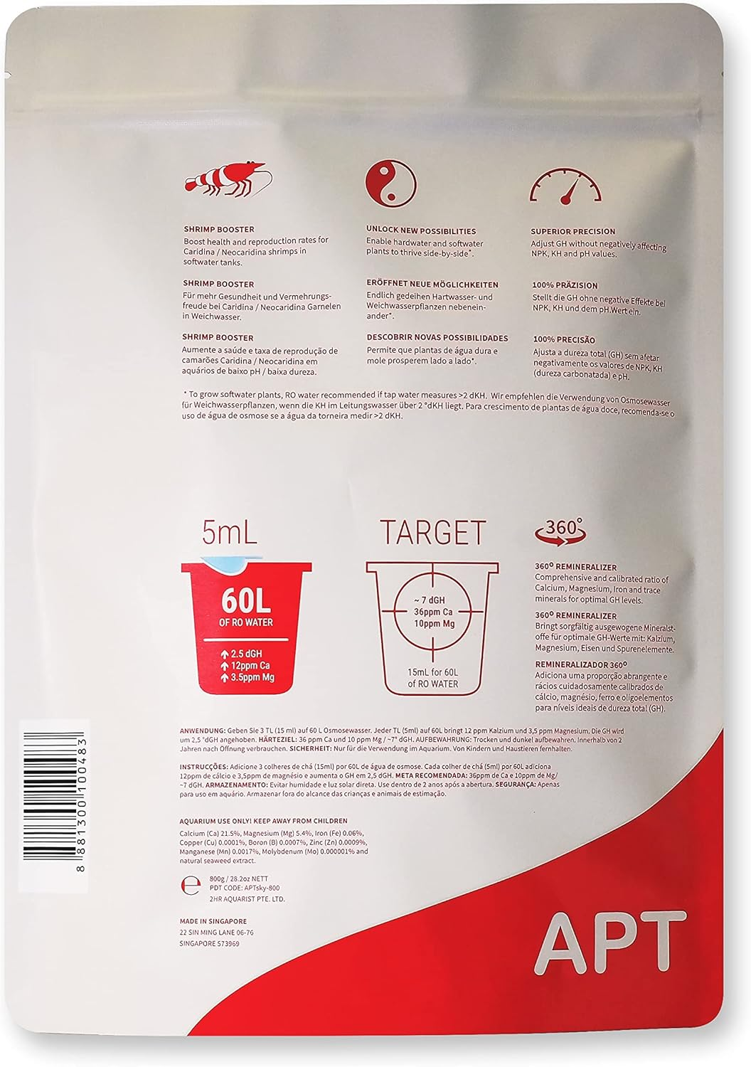 THE 2HR AQUARIST APT Sky GH Booster Aquarium + Shrimp Mineral (800G) image number 1