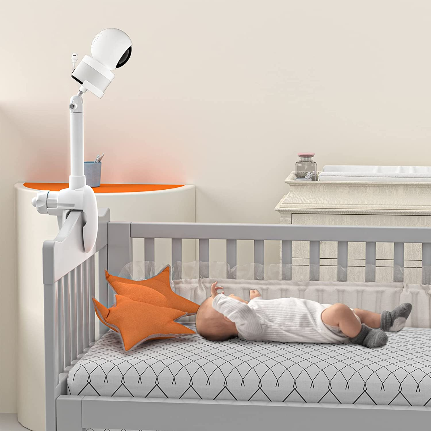 HOLACA Baby Monitor Mount for Vtech VM5463/RM5764HD/RM5864HD/RM7764HD/BM3800/BM4700/BM5600/BM5700 Baby Monitor Universal Crib Bracket Holder