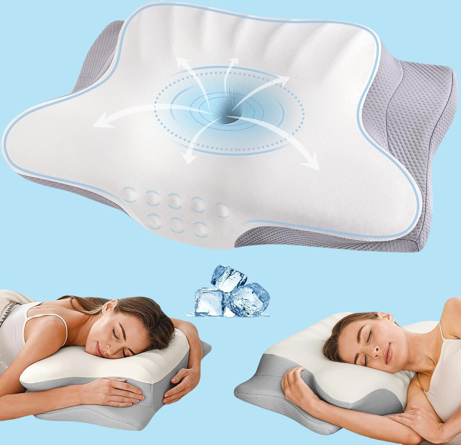 Side Sleeper Cervical Pillow &ndash; Yukaione Ergonomic Memory Foam Neck Pillow for Neck Pain Relief, Contour Orthopedic Design for Side & Back Sleepers, Washable Cooling Cover(Gray-1)