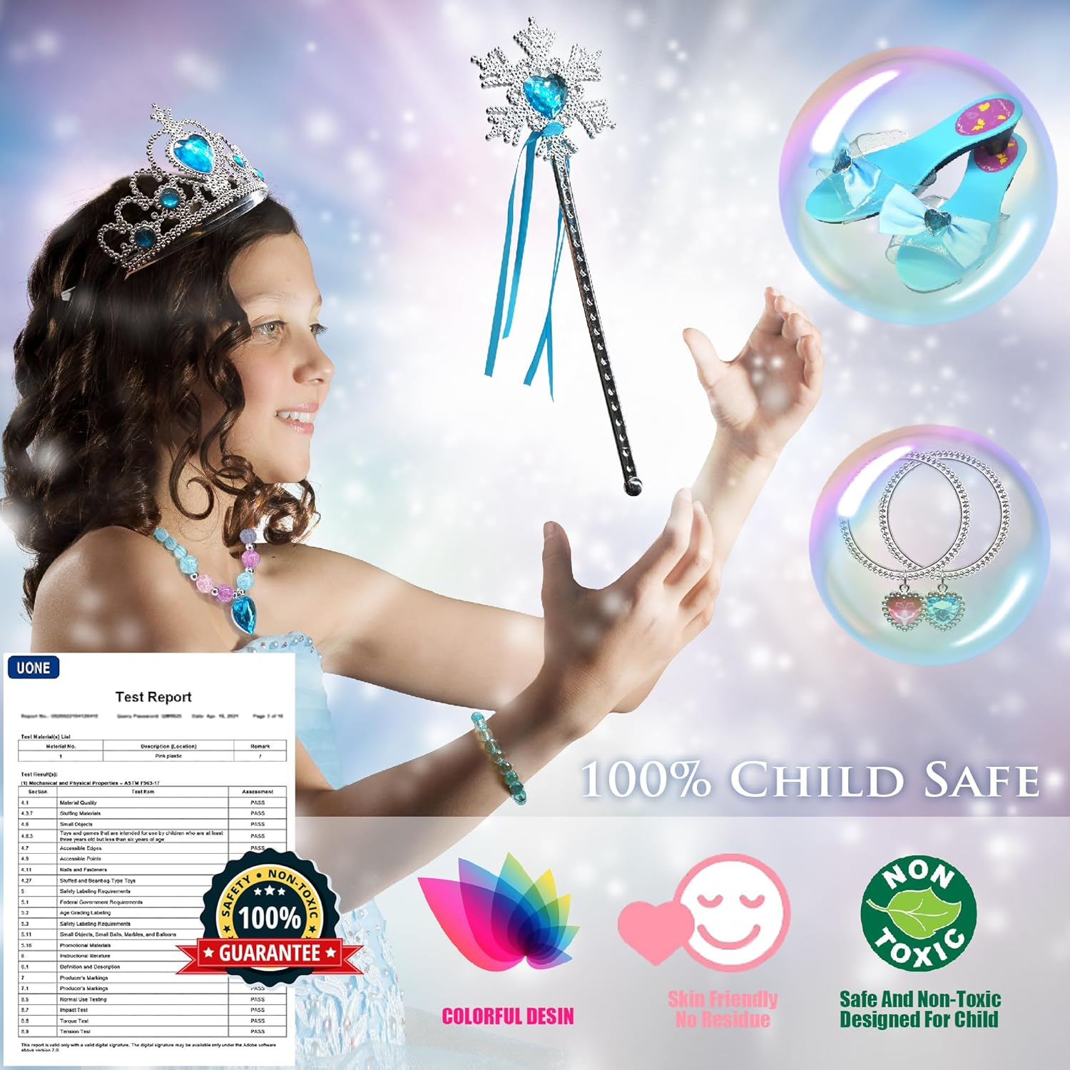 Princess Dress up Shoes - Toddler Play Heels Shoes & Pretend Jewelry Accessories Sets, Role Play Girls Toys with Princess Crown Wand Necklace Ring Bracelet for Little Girls Aged 3,4,5,6 Birthday Gifts image number 5