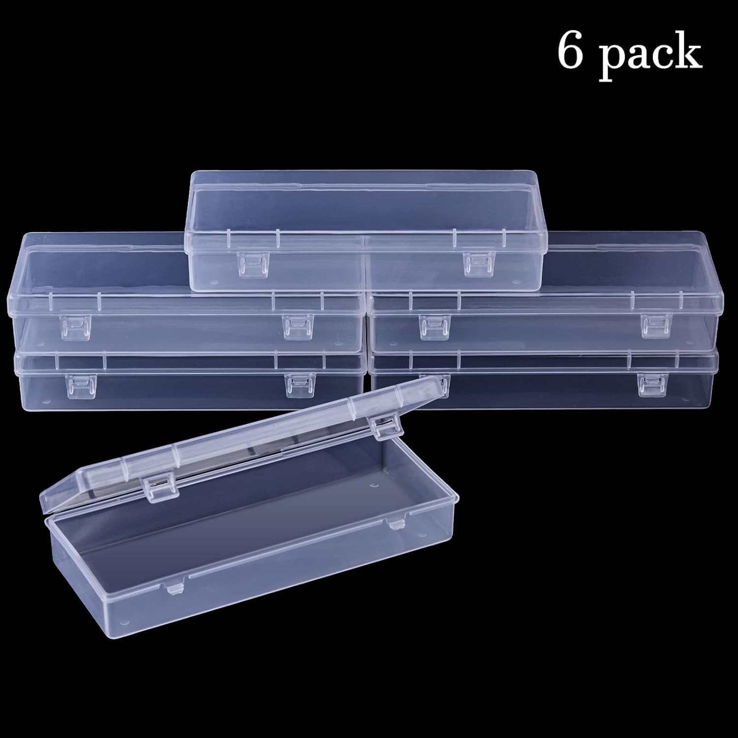 Small Plastic Storage Containers with Hinged Lids, Clear Stackable PP Boxes for Crafts, Jewellery and Accessories, 6Pcs Organiser Case for Home or Office &ndash; Haheihei image number 2