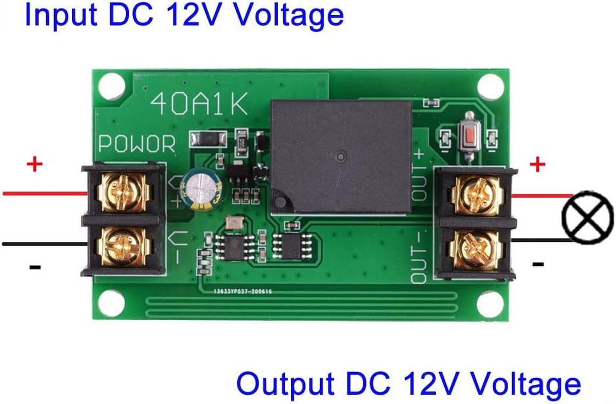 DC 12V 40A Relay Remote Control Switch, 1CH Universal 433Mhz Remote Control Wireless Latching Function Switch for Industrial Control and Low Voltage Power Systems & More image number 4