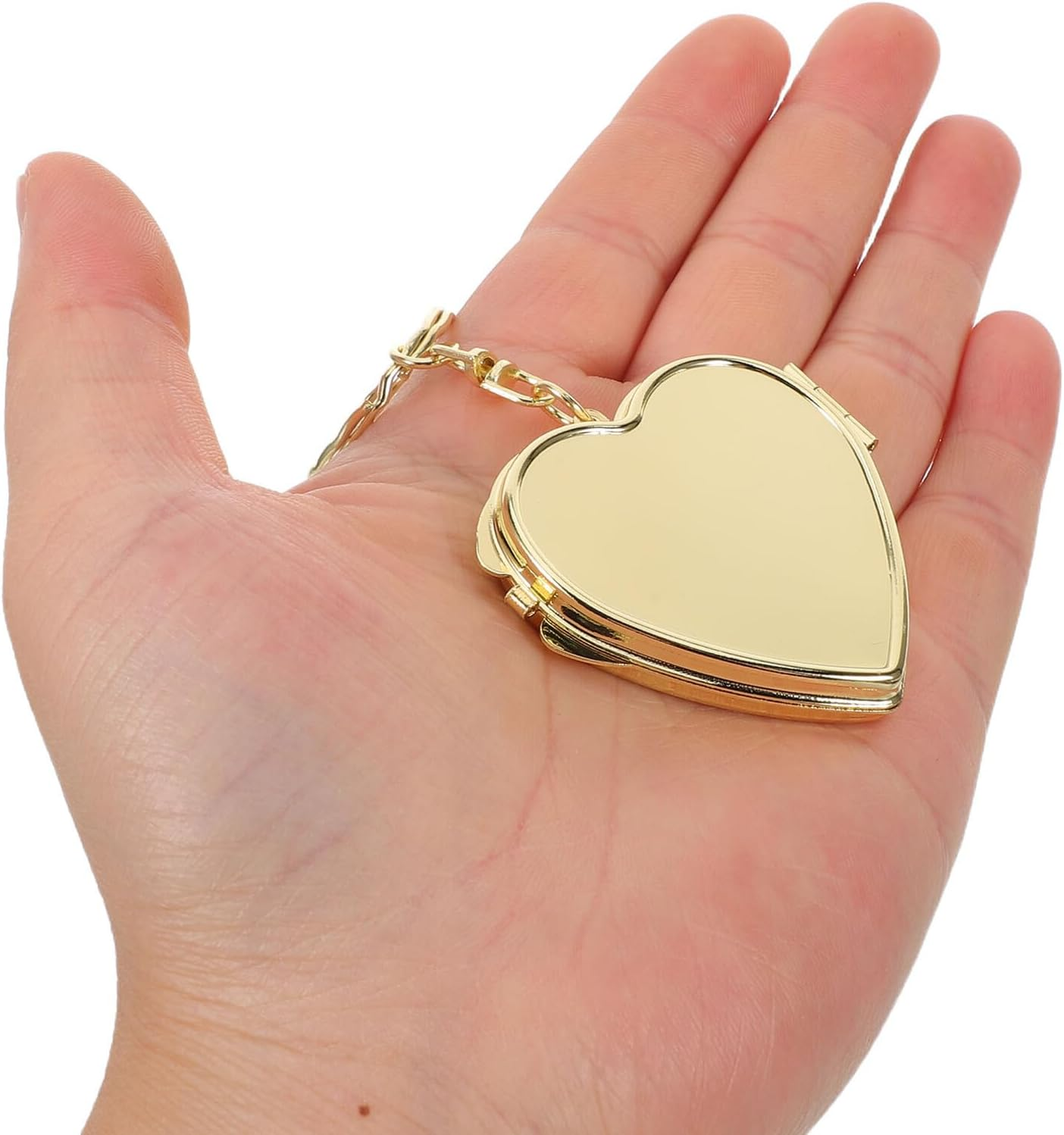 FESTFENDS 2Pcs Mini Heart-Shaped Double-Sided Folding Metal Keychain Mirror, Portable Pocket Makeup Compact for Travel and Teen Vanity Accessories image number 3