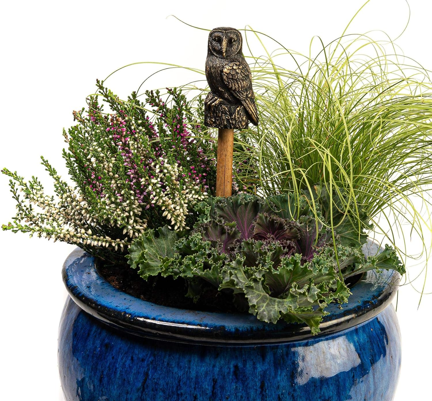 Jardinopia Garden Decor Antique Bronze Barn Owl Stake Topper image number 4