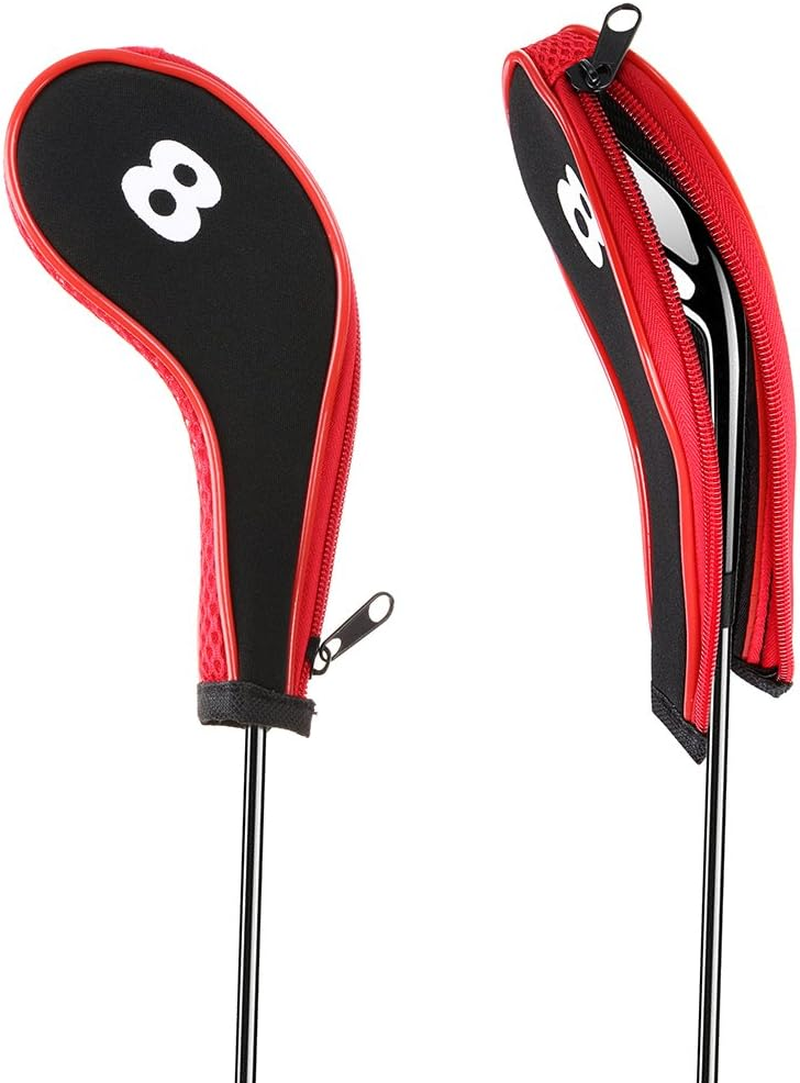 Hipiwe Number Print Golf Club Irons Covers Neoprene Zippered Driver Head Cover with Long Neck-Set of 12 image number 6