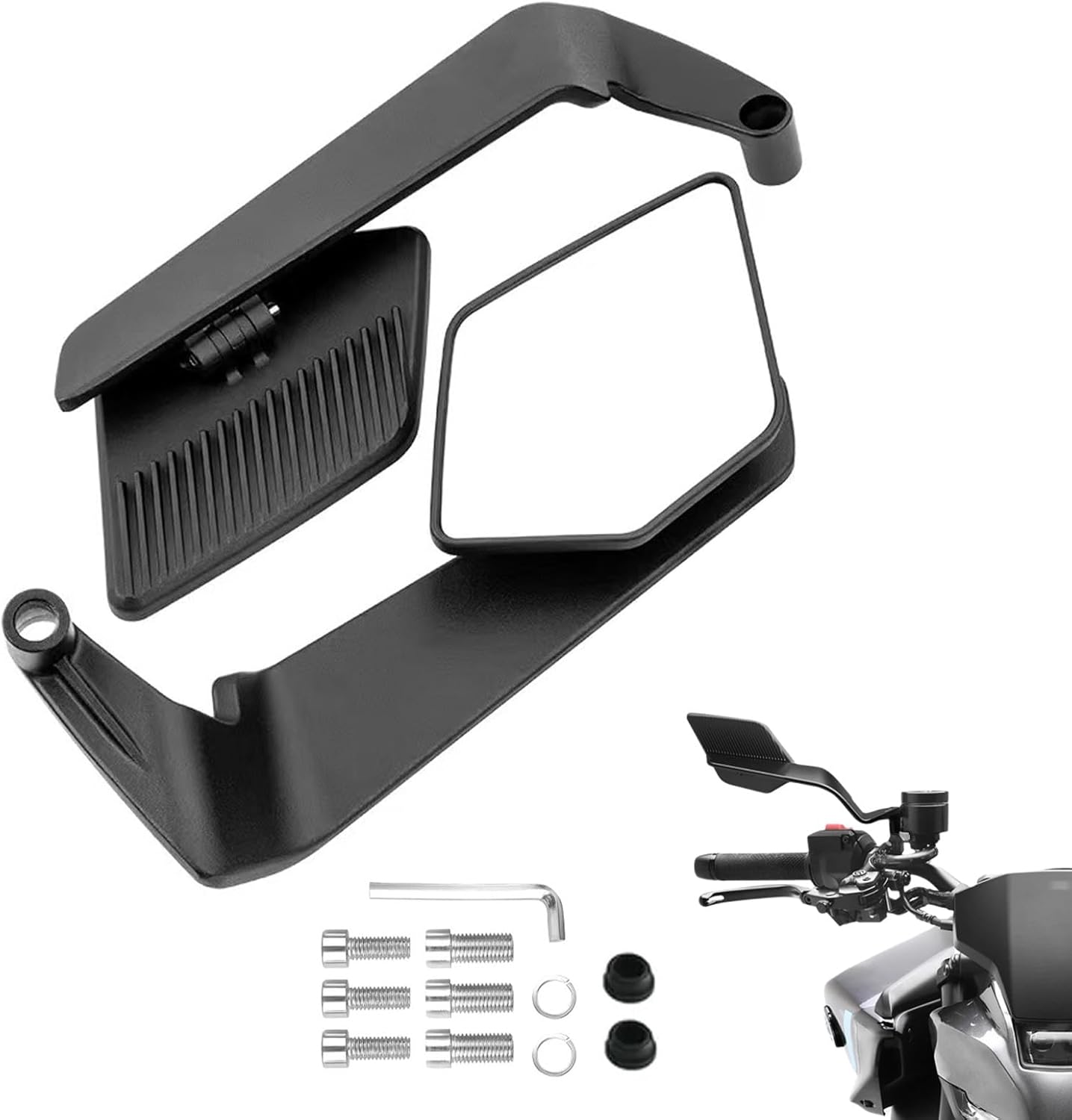 AULESSE Motorcycle Rearview Mirror, a Pair of Universal Motorbike Wing Mirrors with M8 M10 Threaded, Motorcycle Mirrors for Motorcycles Mopeds Scooter Cruiser image number 2