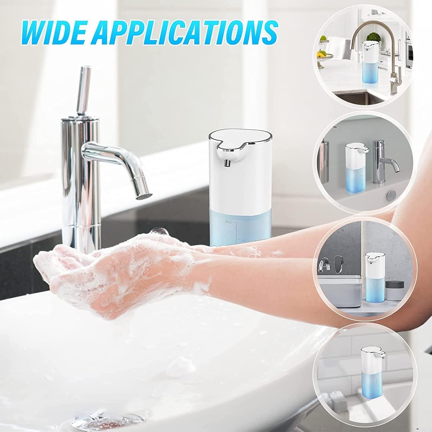Youker Soap Dispenser Automatic Liquid Soap Dispenser 13.5Oz/400Ml Wall Mount Liquid Dispenser USB Rechargeable Touchless Hand & Dish Soap Dispenser Waterproof Pump for Bathroom Kitchen image number 3