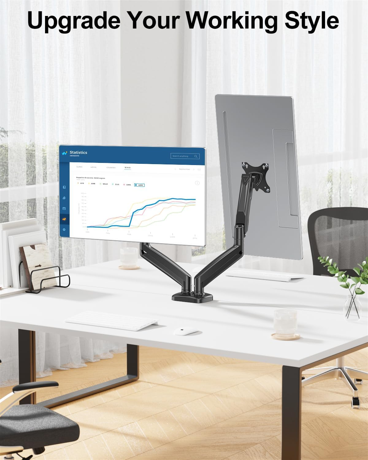 MOUNT PRO Dual Monitor Mount Fits 13 to 32 Inch Screen, Height Adjustable Monitor Stand for 2 Monitors, Gas Spring Display Arm Holds up to 17. 6Lbs Each, Computer Desk VESA Mount, Black image number 1