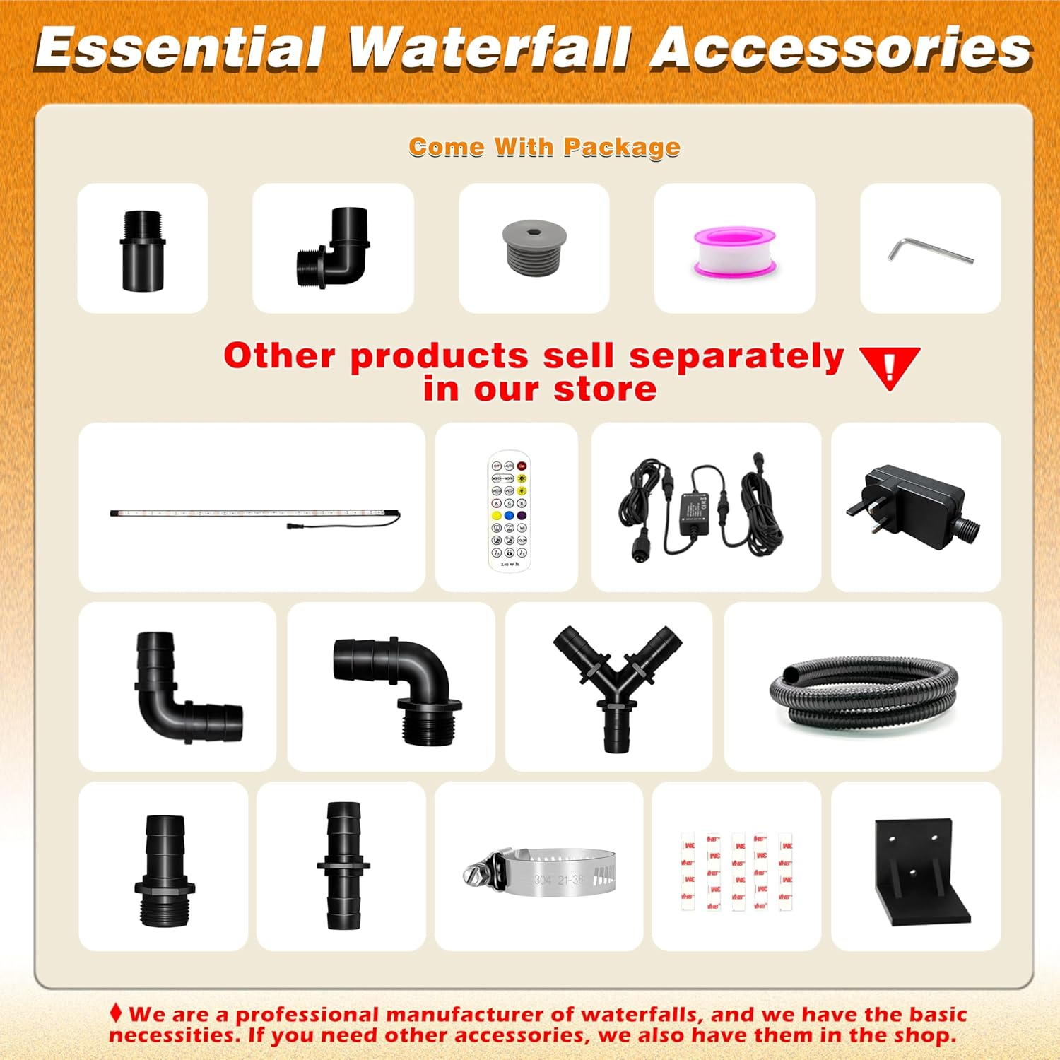 Pond Waterfall Blade Kit, 60Cm Acrylic Pool Fountain with Accessories, Width 18Cm Curved Outlet Spillway for Garden Patio Pond Decoration image number 2