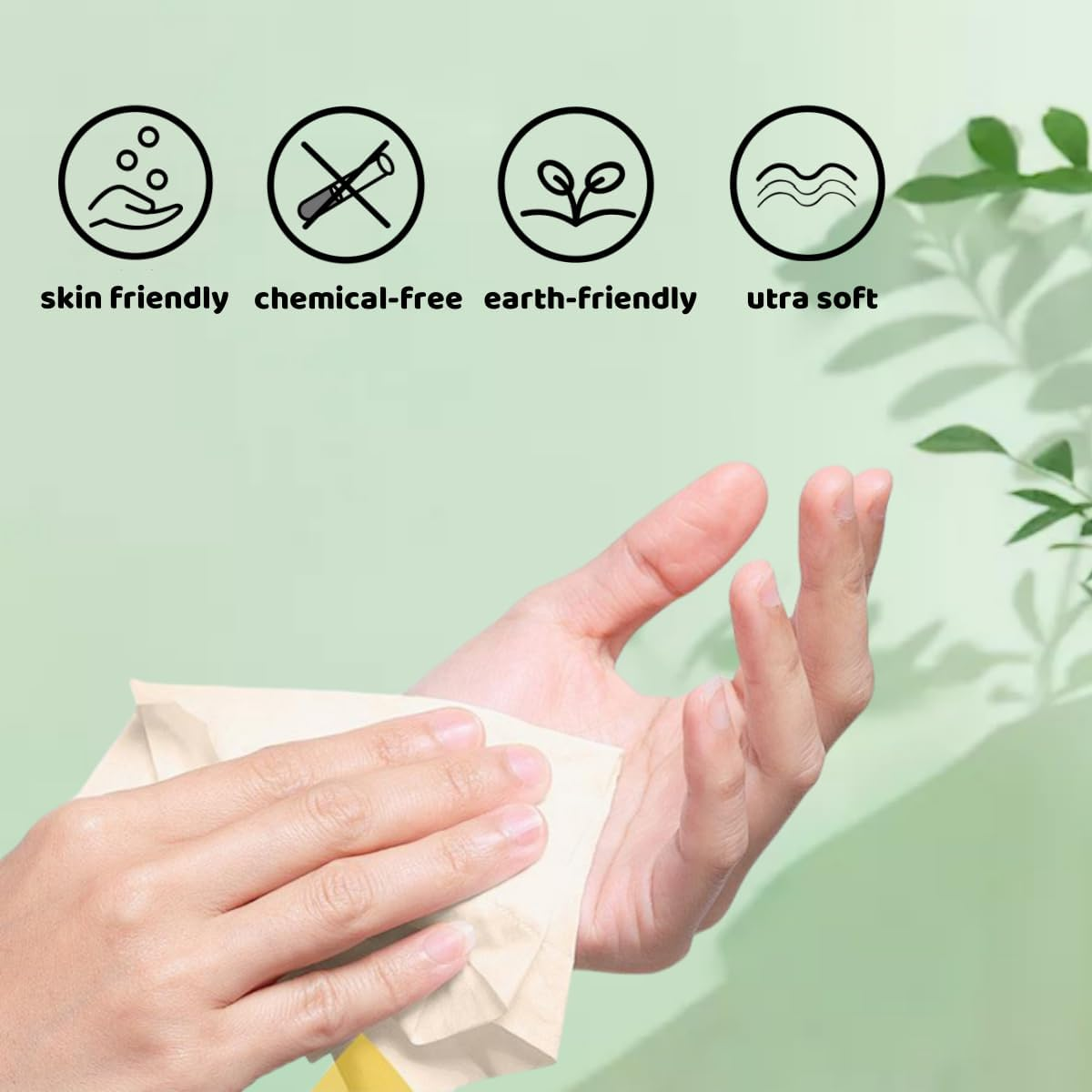 4-Ply Toilet Tissues, Unbleached Bamboo Toilet Paper, 18 Double Length Toilet Rolls, 200 Sheets, Soft, Septic-Safe, Unscented, Fit for Home, Office and School image number 2