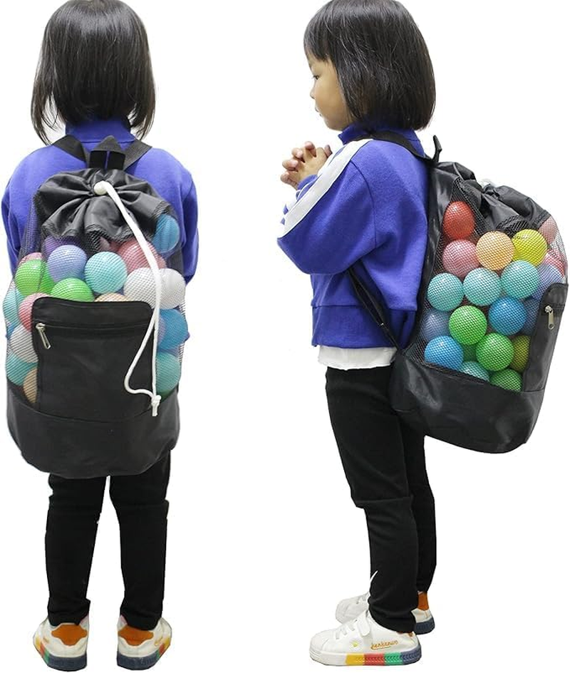 Yangshengyi Foldable Drawstring Mesh Beach Backpack, 1Pc Portable Draw-String Mesh Backpack Mesh Beach Tote, Drawstring Beaching Shell Toy Bag Mesh Backpack for Pool, Black image number 1