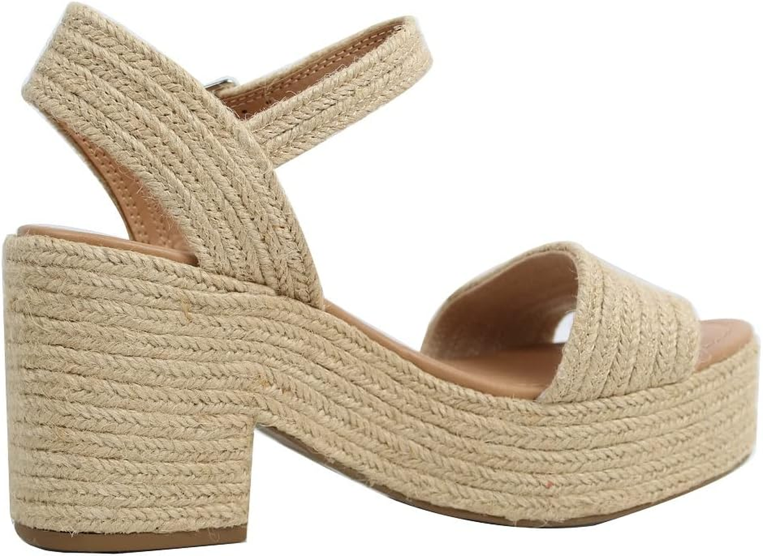 Soda Women'S Castle Jute Open Toe Ankle Strap Platform Wedge image number 2