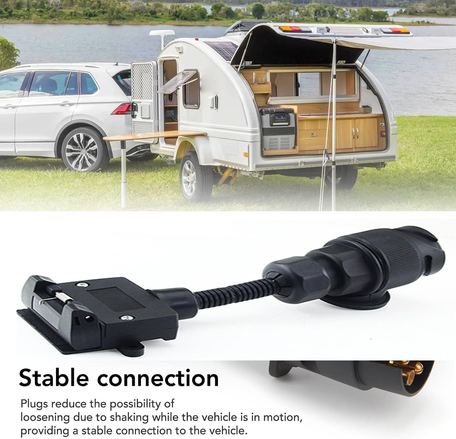 Walquicks Adaptor 13 Pin to 7 Pin Socket Socket Professional Male Female Adaptor Portable Universal Extension Spiral Cable Trailer Caravan Connector Plug Adaptor Connector, for Trailer Caravan Bike image number 6