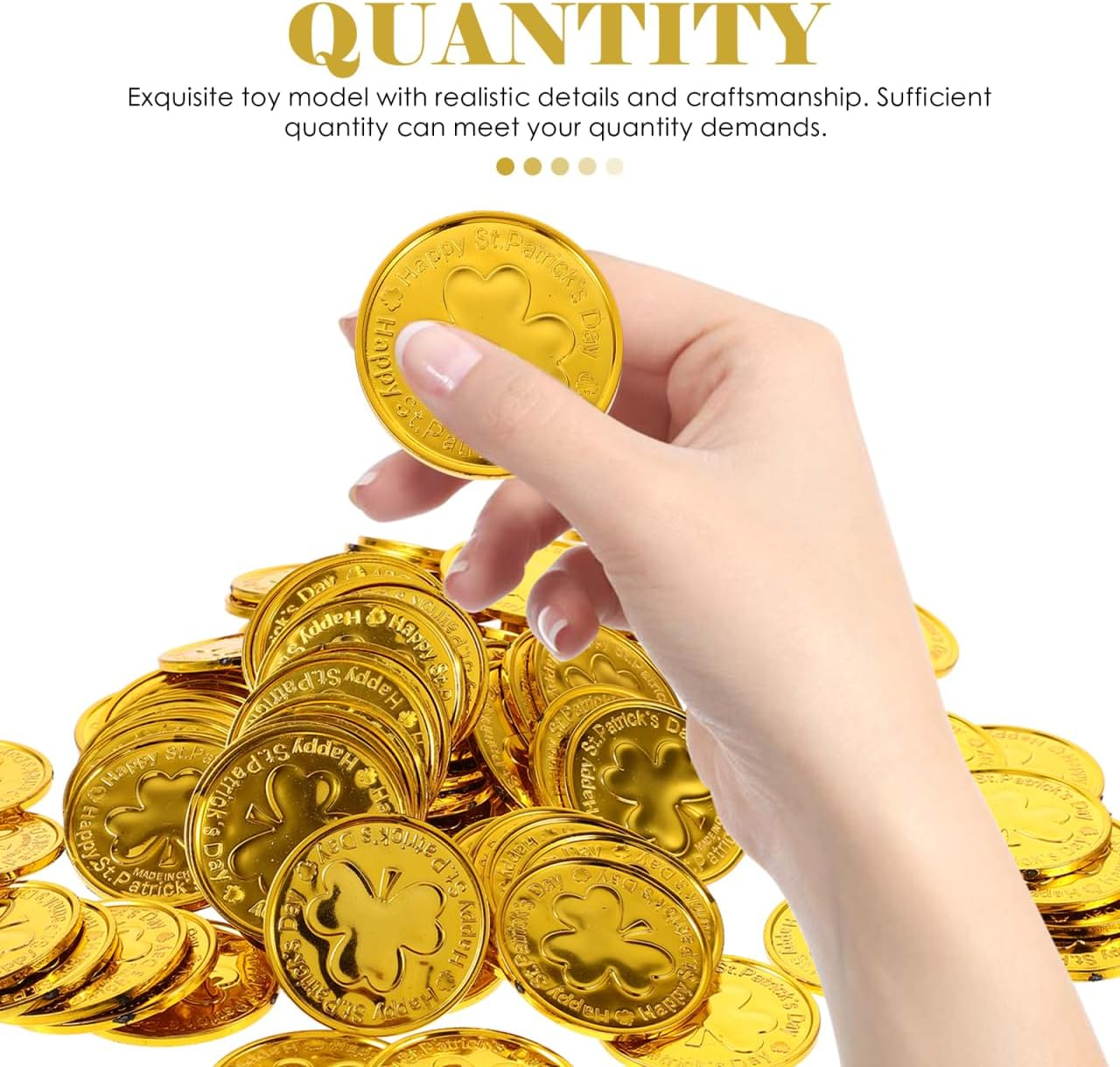 Ibasenice 100Pcs Coin St. Patricks Day Table Decor Practical Shamrock Coin Chocolate Coins Clovers Coins Golden Green Lucky Coins Toy Festival Supplies Make up Plastic image number 5