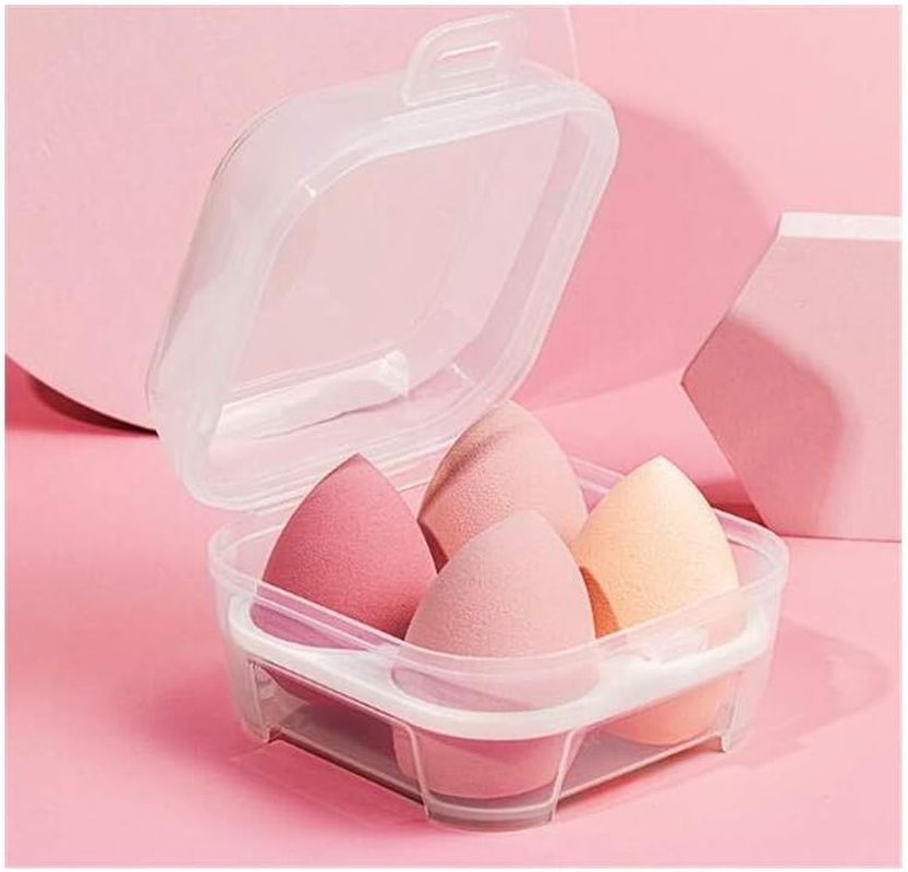 SINEN 4 Pcs Dry and Wet Use Makeup Sponge Set Blender Beauty Foundation Blending Sponge for Liquid, Cream, and Powder with Egg Sponge Blending Holder Box