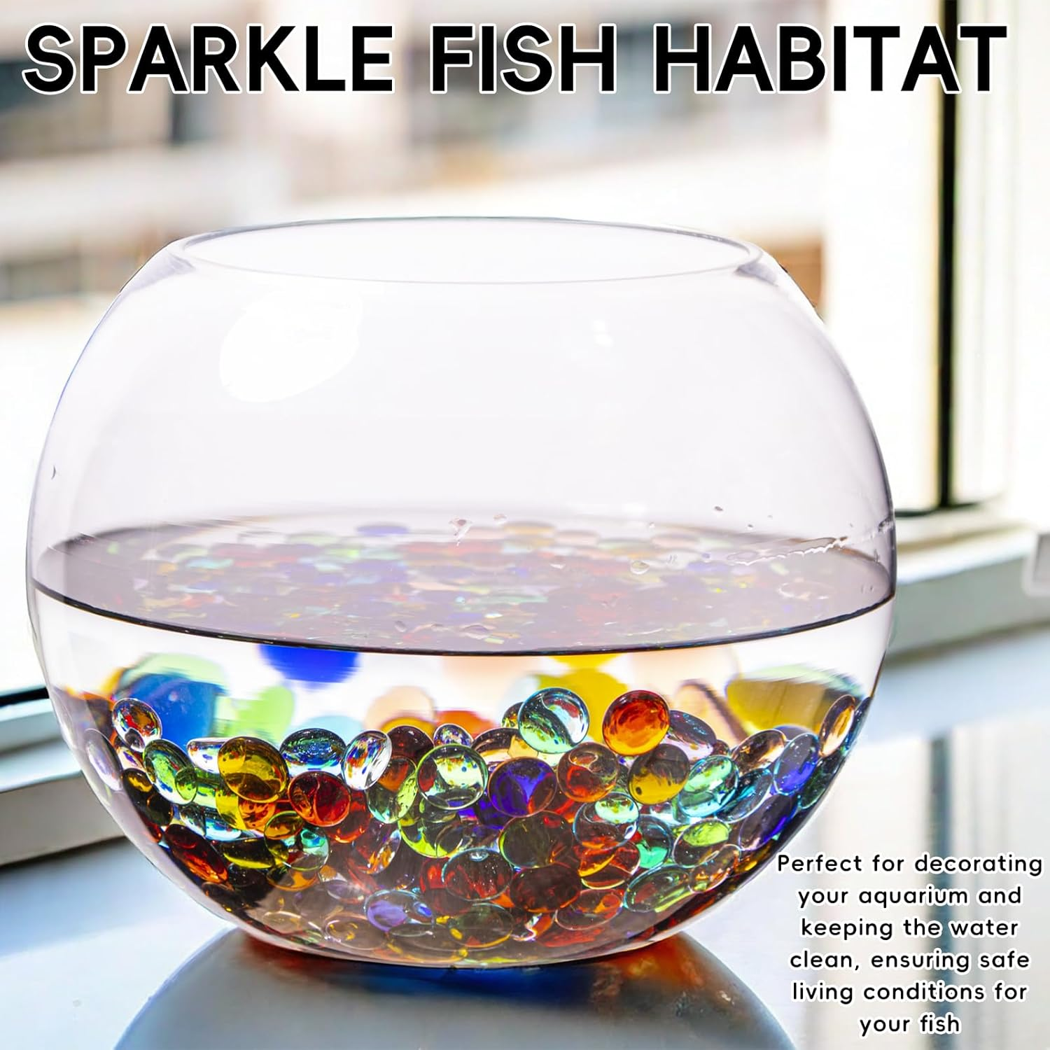 1 LB Mix Color Glass Beads, Mini Flat Glass Marbles for Vase Fillers, Floral Bottom Mancala Gems Pebbles Fish Tank Rocks for Table Scatter Aquarium,Home Decorative Art Craft Supplies(0.5"~0.7")~450G