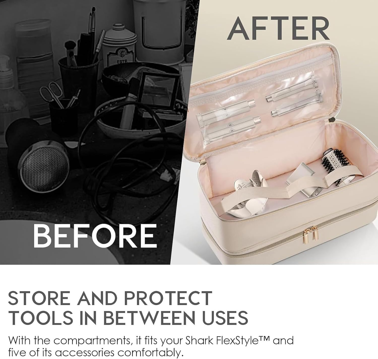 Walopola Blow Dryer Bag - Portable Travel Bag for Hair Dryer,Dustproof Travel Carrying Case, Hair Air Wrap Dryer Case, Hair Tool Storage Organizer for Women image number 1