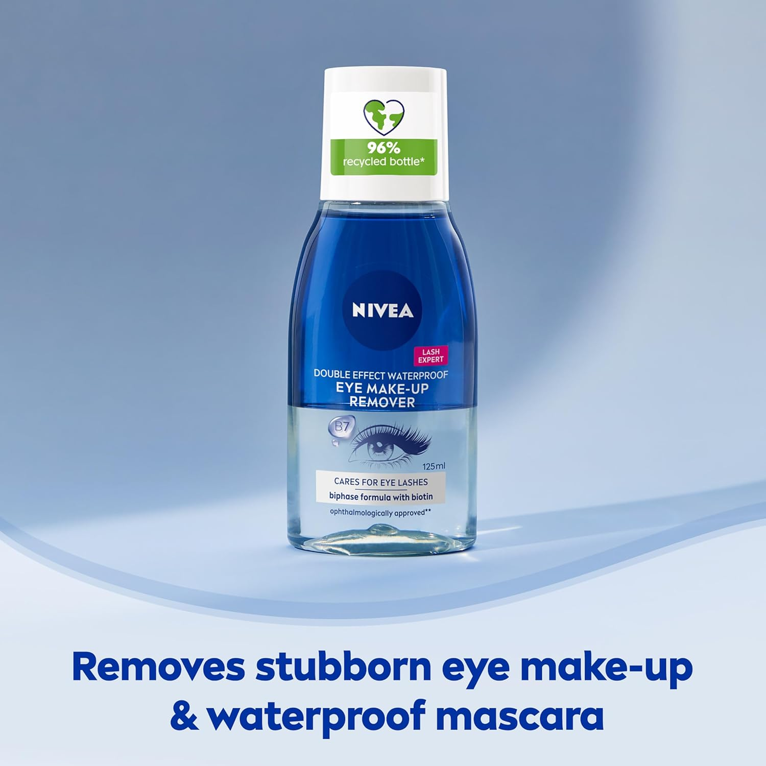 NIVEA Double Effect Waterproof Eye Make-Up Remover (125Ml), Daily Use Face Cleanser for Make-Up and Mascara with Cornflower Extract and Biotin image number 4