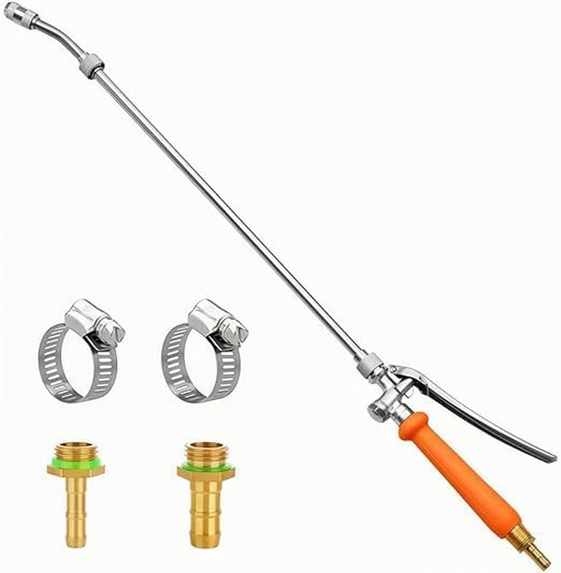 All Metal Replacement Sprayer Wand, 1/4" & 3/8" Brass Barb Sprayer Wand with Stainless Steel Shut off Valve & 2 Hose Clamps (29 Inches) image number 5