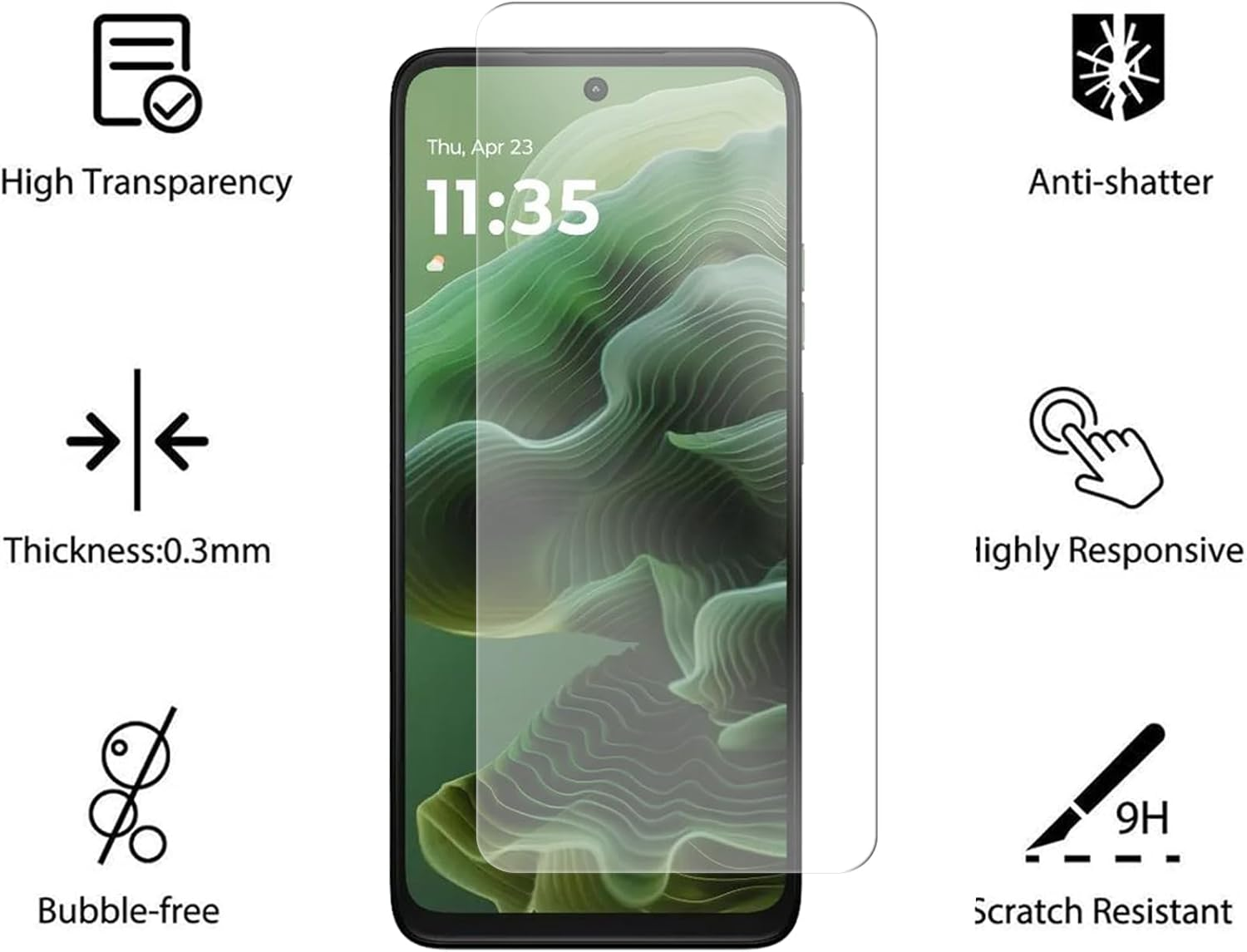 [4 Pack] Screen Protector for Moto G35 5G, [Scratch Resistant] [Case Friendly] 9H Hardness Premium Tempered Glass Screen Protector Film for Motorola G35 5G image number 3