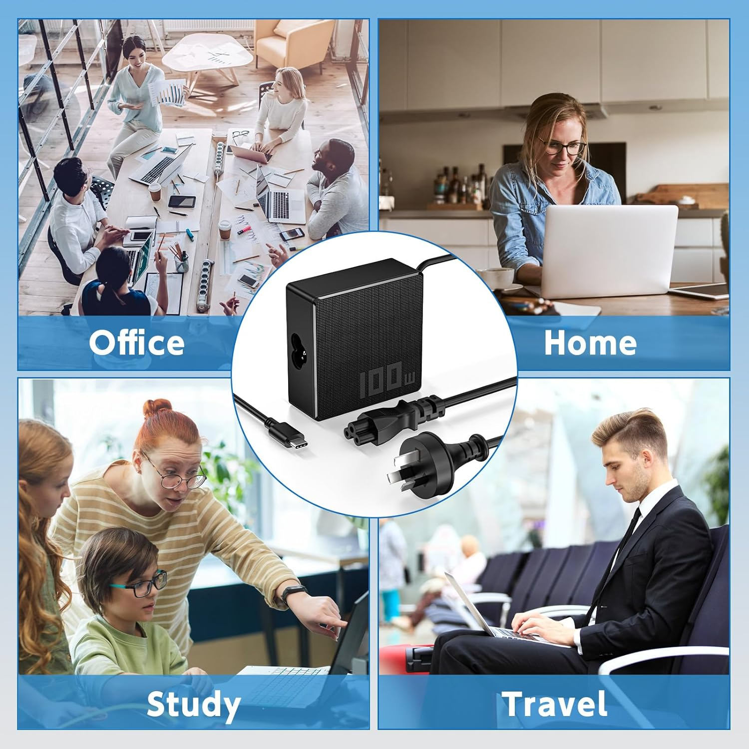 USB C Laptop Charger, 100W USB C Charger Fast Charging for for Lenovo, HP, Dell, Mac Book Pro, Asus,Acer,Tablet Chargers Adapters Power Cord Type-C 100W 96W 90W 87W 65W 45W 30W image number 5