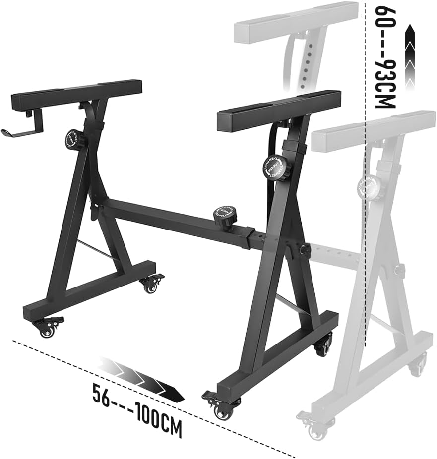 ALSTON Piano Keyboard Z Stand with Wheels Portable Heavy-Duty Piano Keyboard Stand, Music Electronic Keyboard Stand Adjustable Height 60 to 93CM Width 56-100CM, Fits 54-88 Key Electric Pianos - Black image number 4