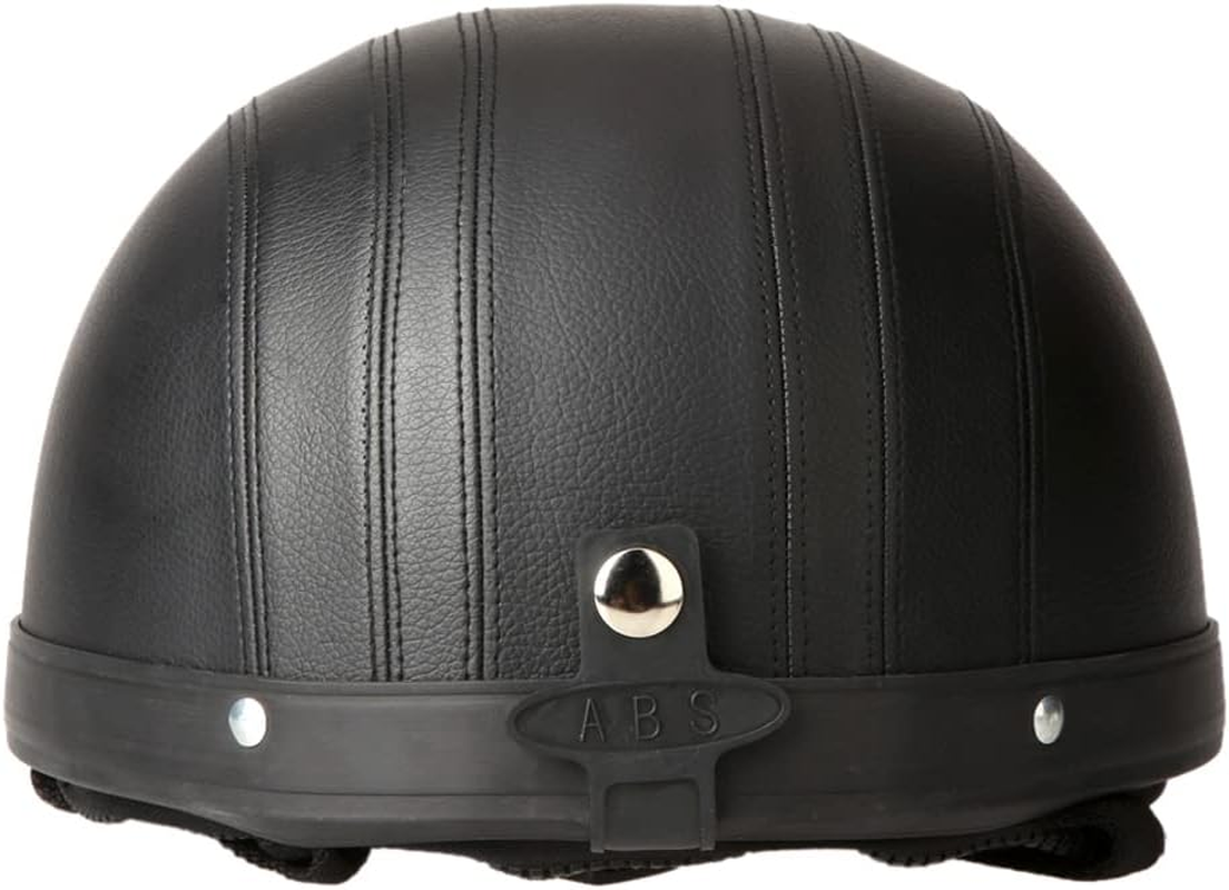 RAYWE Motorcycle Scooter Open Face Half Leather Helmet with Visor UV Goggles Retro Vintage Style 54-60Cm - Pink image number 4